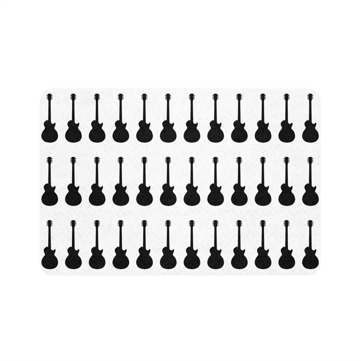 Black Guitar Pattern Pet Food Mat | 12x18 Rectangle