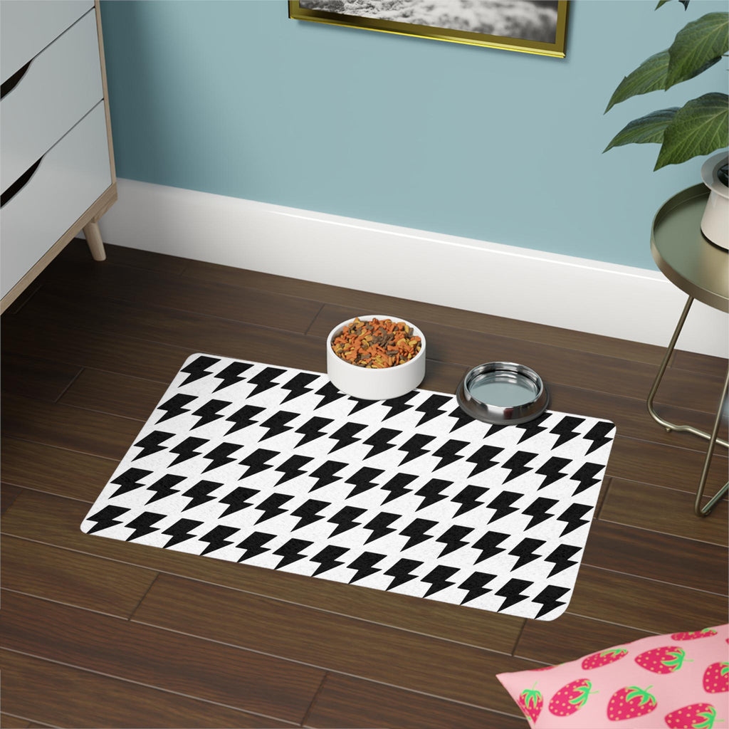 Lightning Bolt Pet Food Mat, Waterproof Non-Slip Dog Bowl Placemat