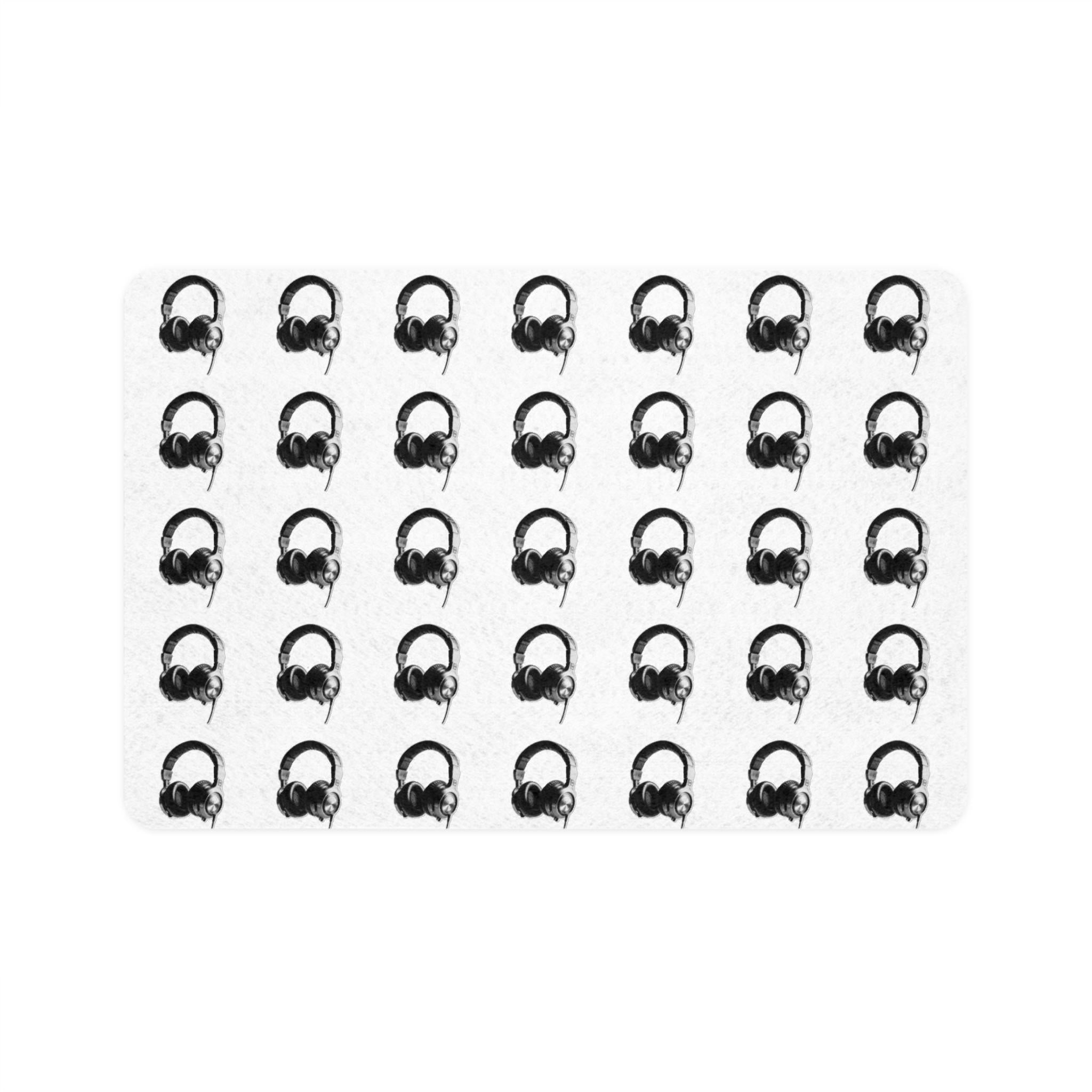 Headphones Pattern Pet Food Mat, Non-Slip Waterproof Dog Feeding Mat