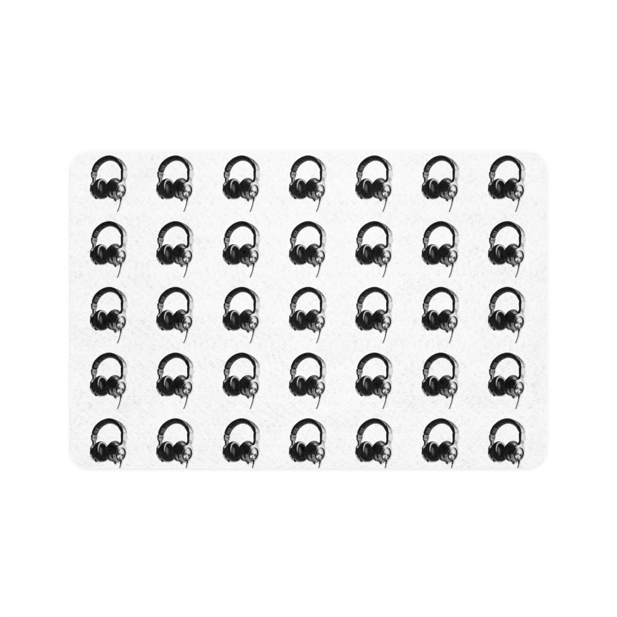 Headphones Pattern Pet Food Mat, Non-Slip Waterproof Dog Feeding Mat