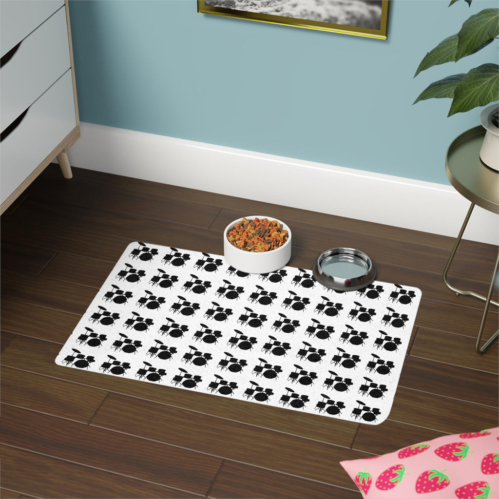 Drum Set Pet Food Mat, Non-Slip Dog Cat Feeding Placemat