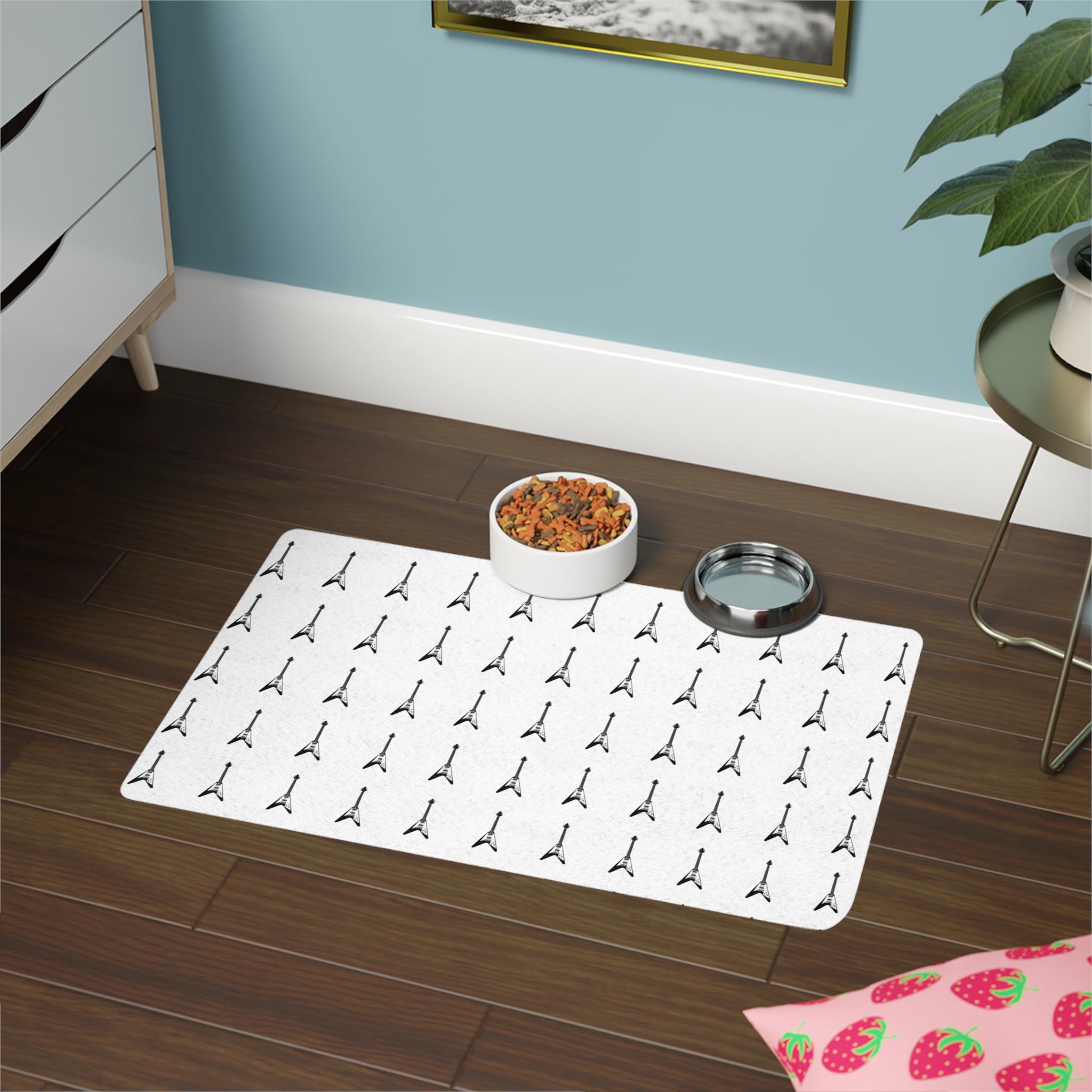 V Guitar Pet Feeding Mat | Rock and Roll Cat Dog Bowl