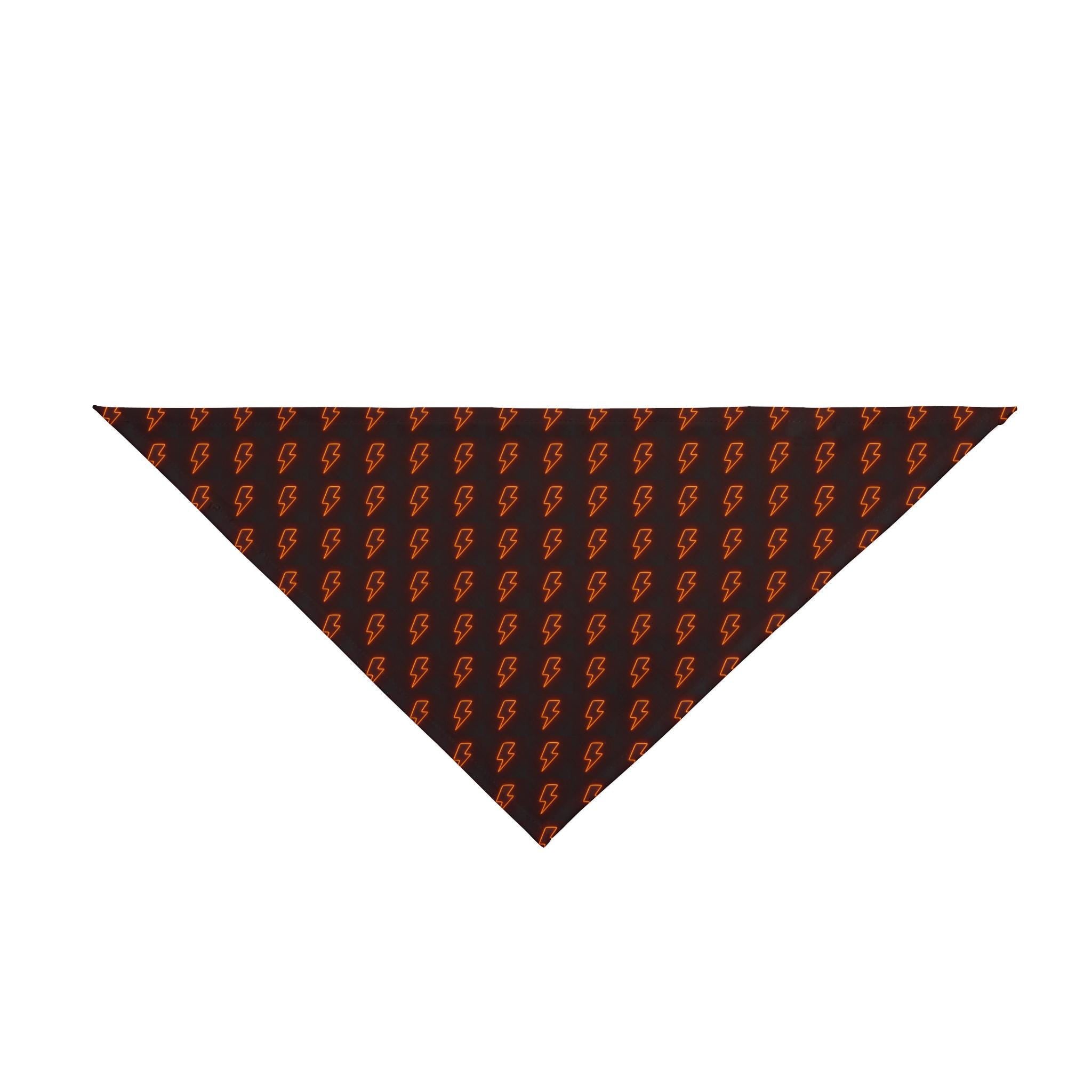 Black Dog Bandana with Orange Lightning Bolts, Pet Scarf