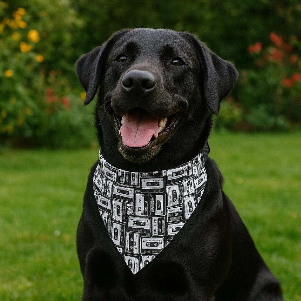 Retro Cassette Tape Dog Bandana, Music Lover Pet Scarf