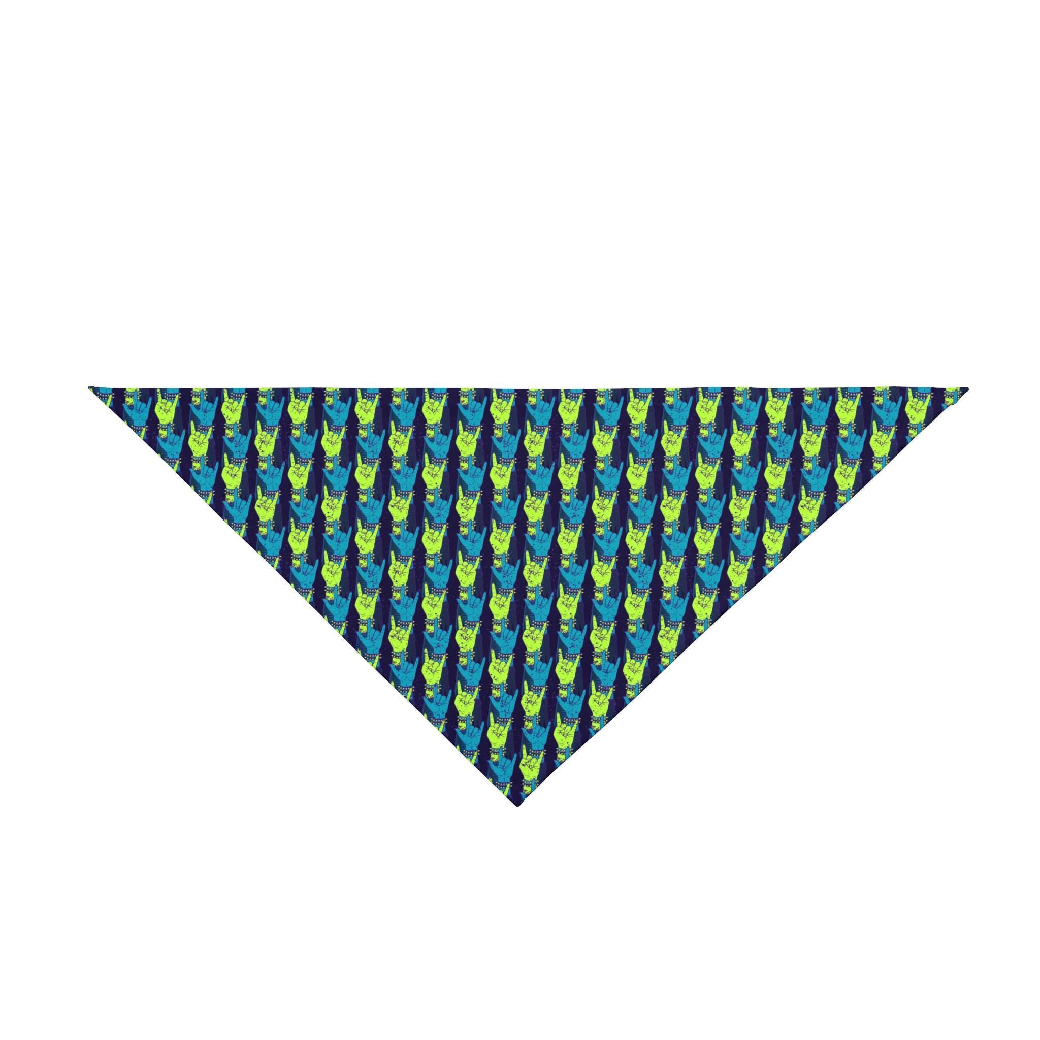 Rock Horns Dog Bandana, Dog Scarf, Puppy Neckerchief, Cat Neckwear, Animal Accessories, Colour Version