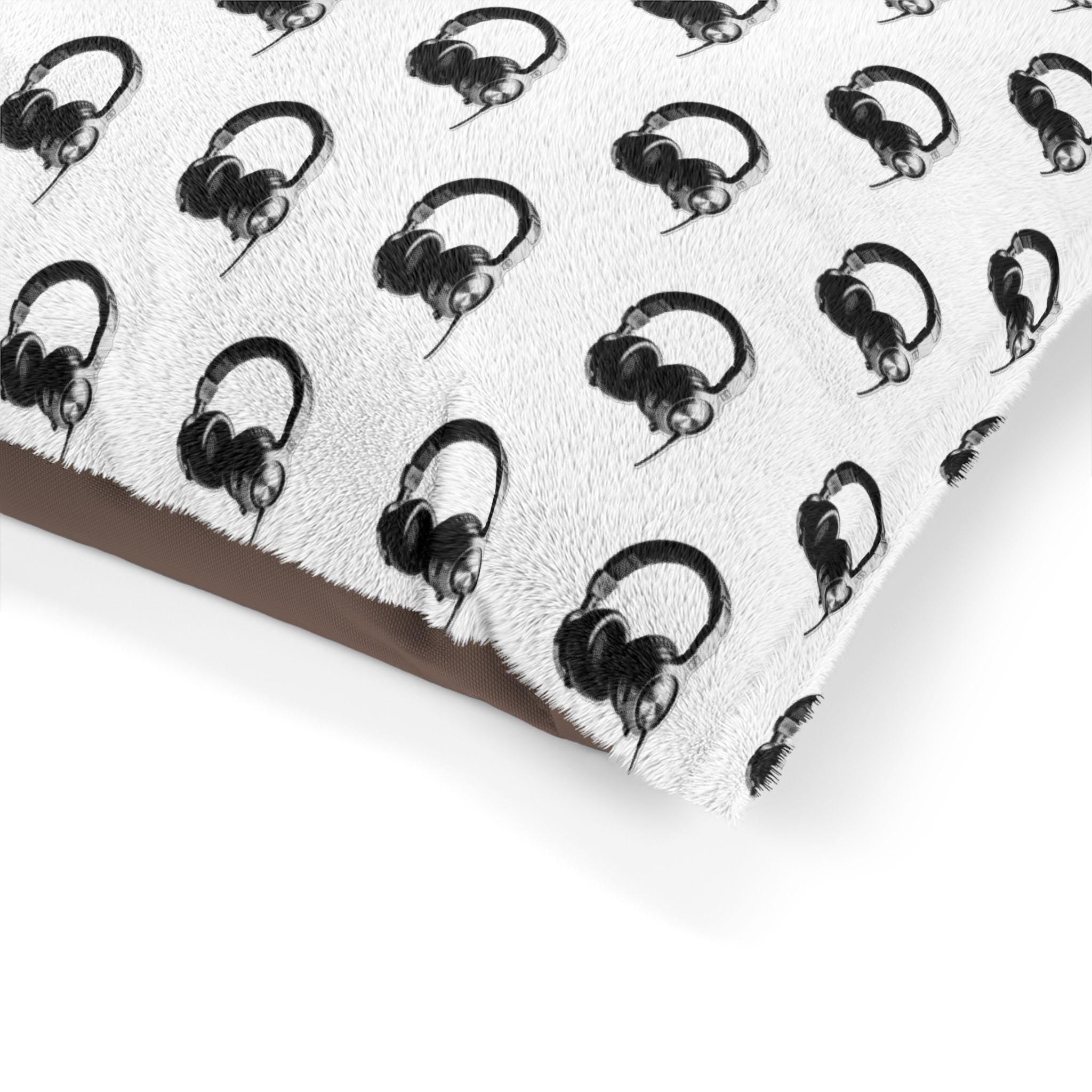Headphones Print Pet Bed | Cozy Plush Dog or Cat Pillow