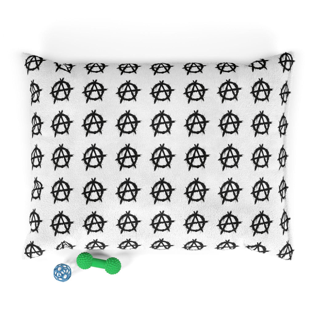 Anarchy Symbol Pet Bed | Black Graffiti Pattern, Rectangular Plush Cushion