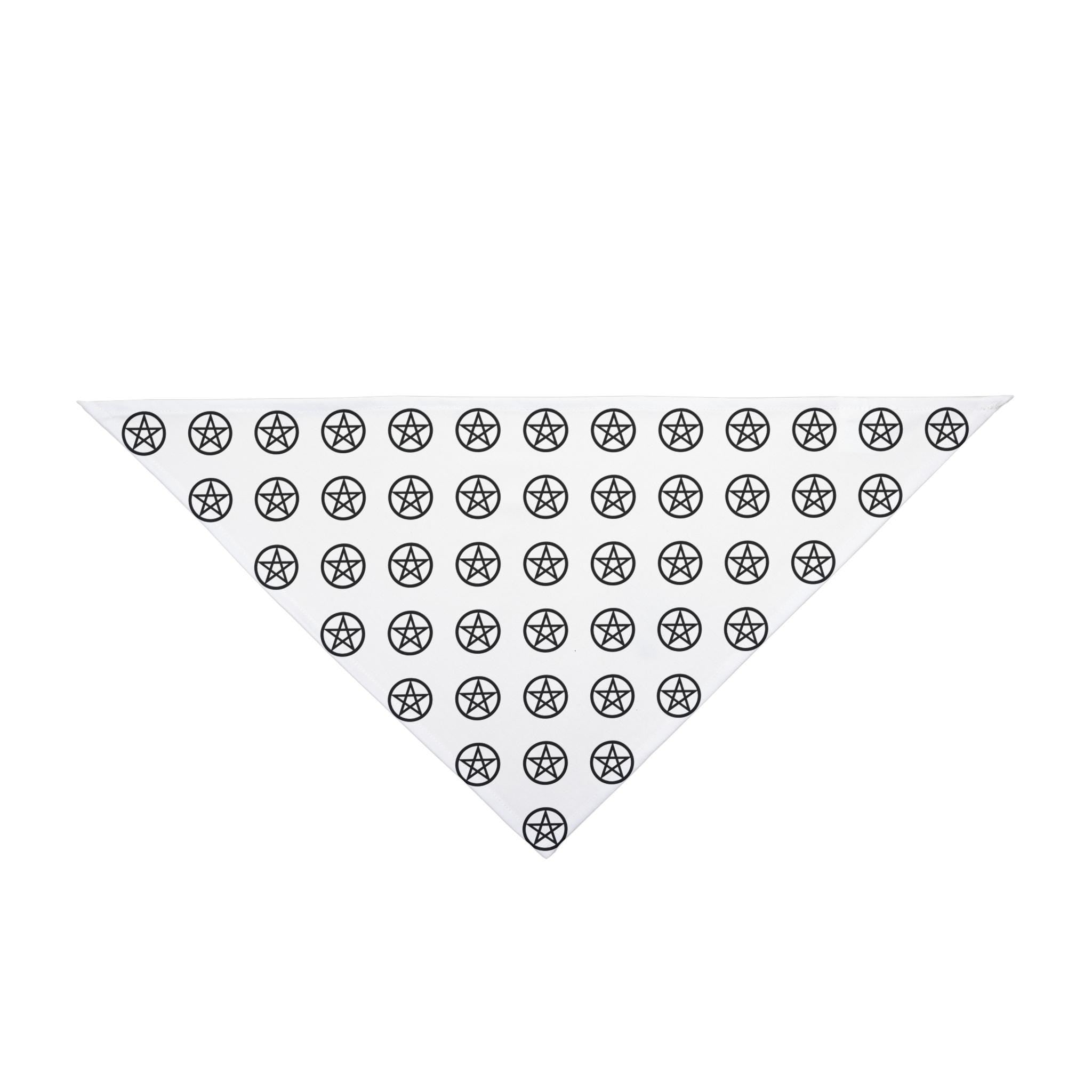 Black Pentagram Pattern Pet Bandana | Repeating Star Pentacle Print