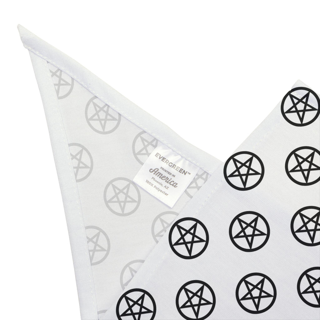 Black Pentagram Pattern Pet Bandana | Repeating Star Pentacle Print