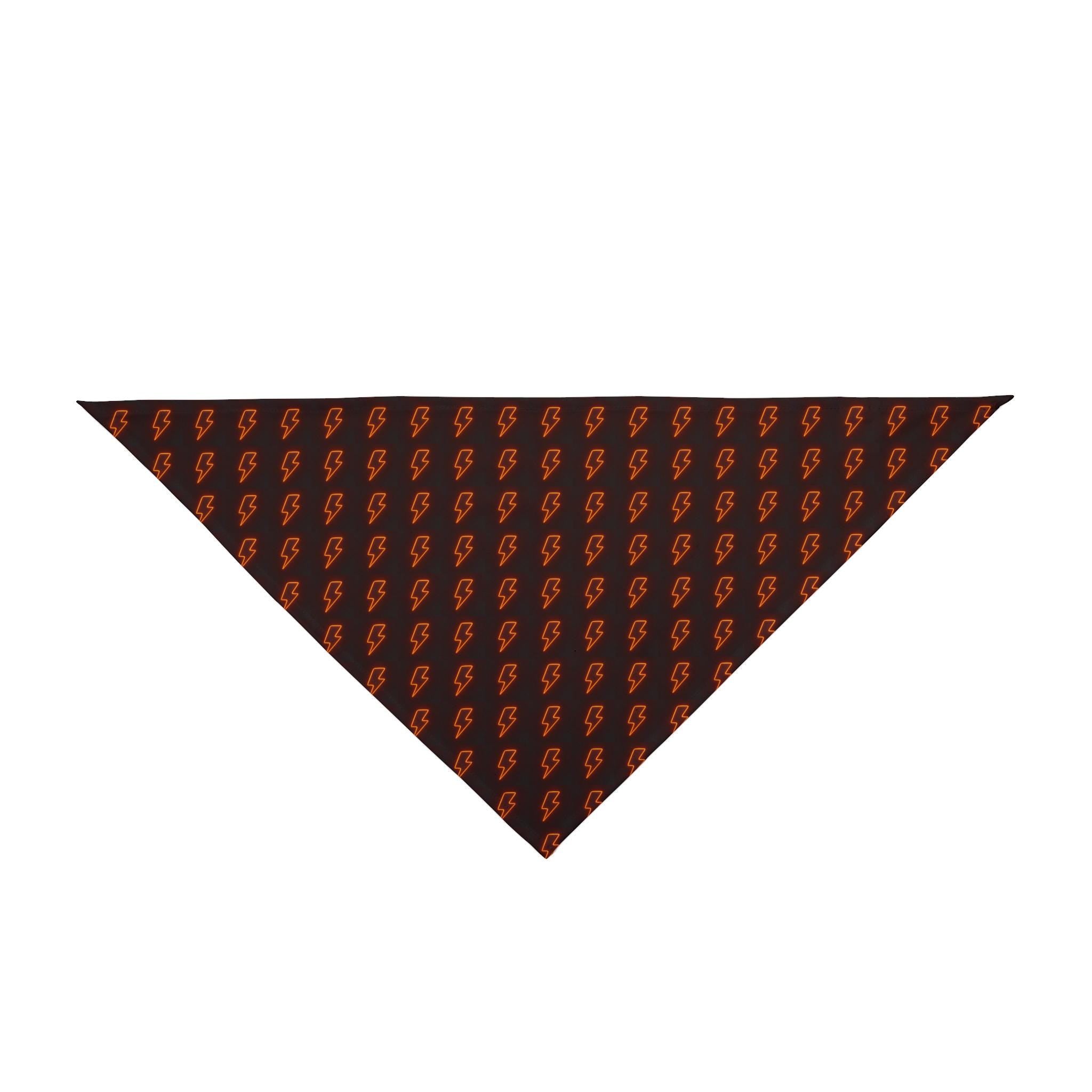 Black Dog Bandana with Orange Lightning Bolts, Pet Scarf