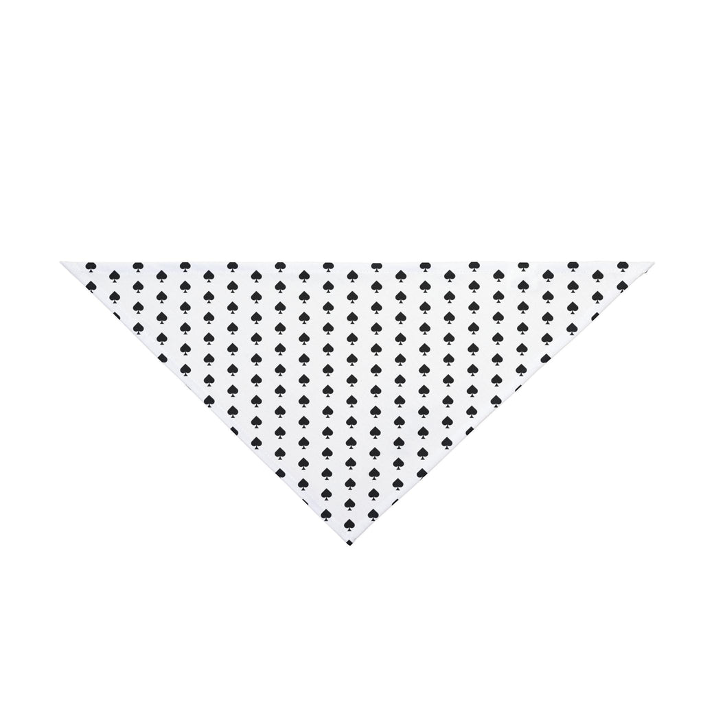 Ace of Spades Dog Bandana, White & Black, Over the Collar