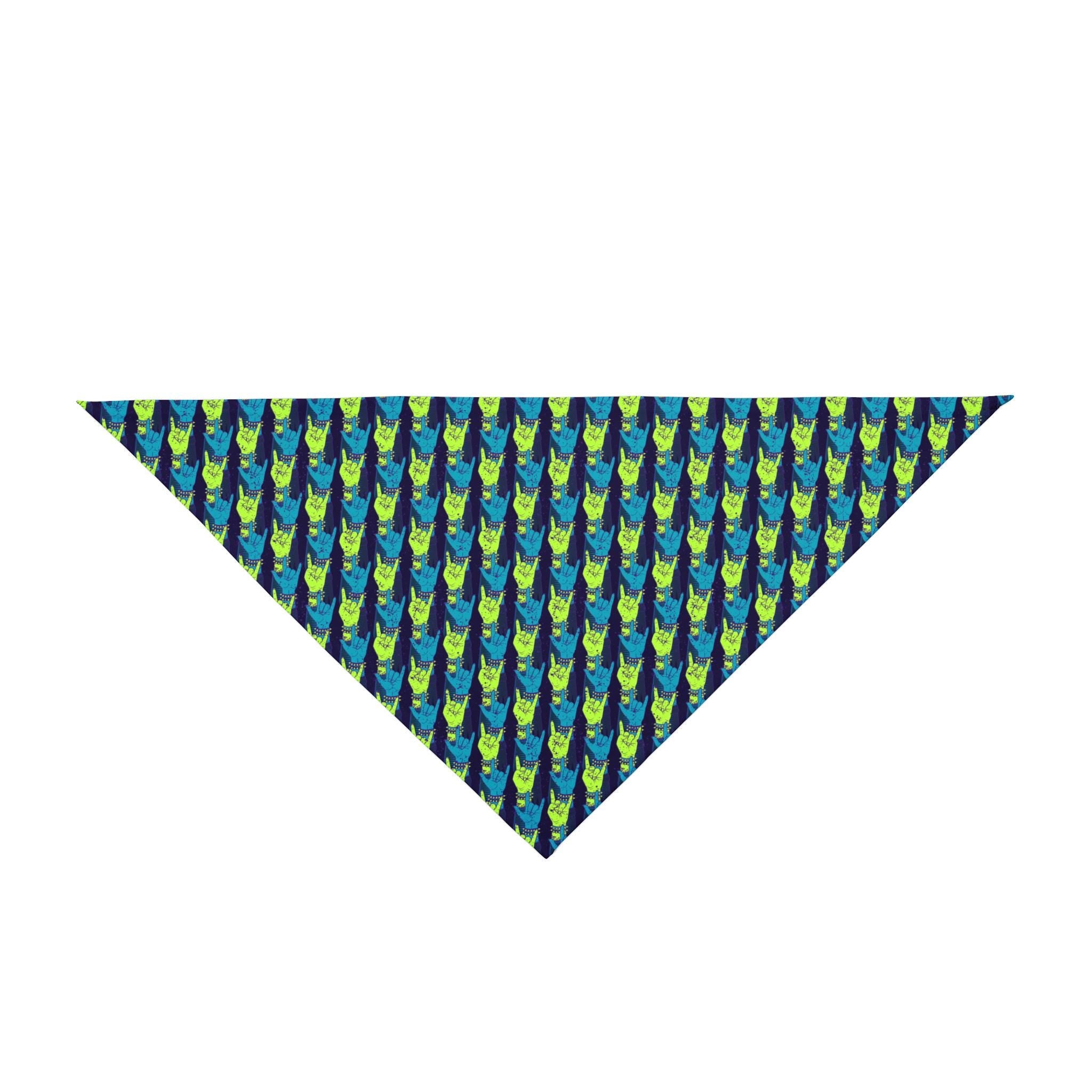 Rock Horns Dog Bandana, Dog Scarf, Puppy Neckerchief, Cat Neckwear, Animal Accessories, Colour Version
