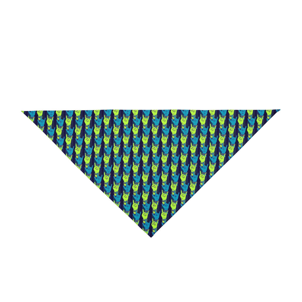 Rock Horns Dog Bandana, Dog Scarf, Puppy Neckerchief, Cat Neckwear, Animal Accessories, Colour Version