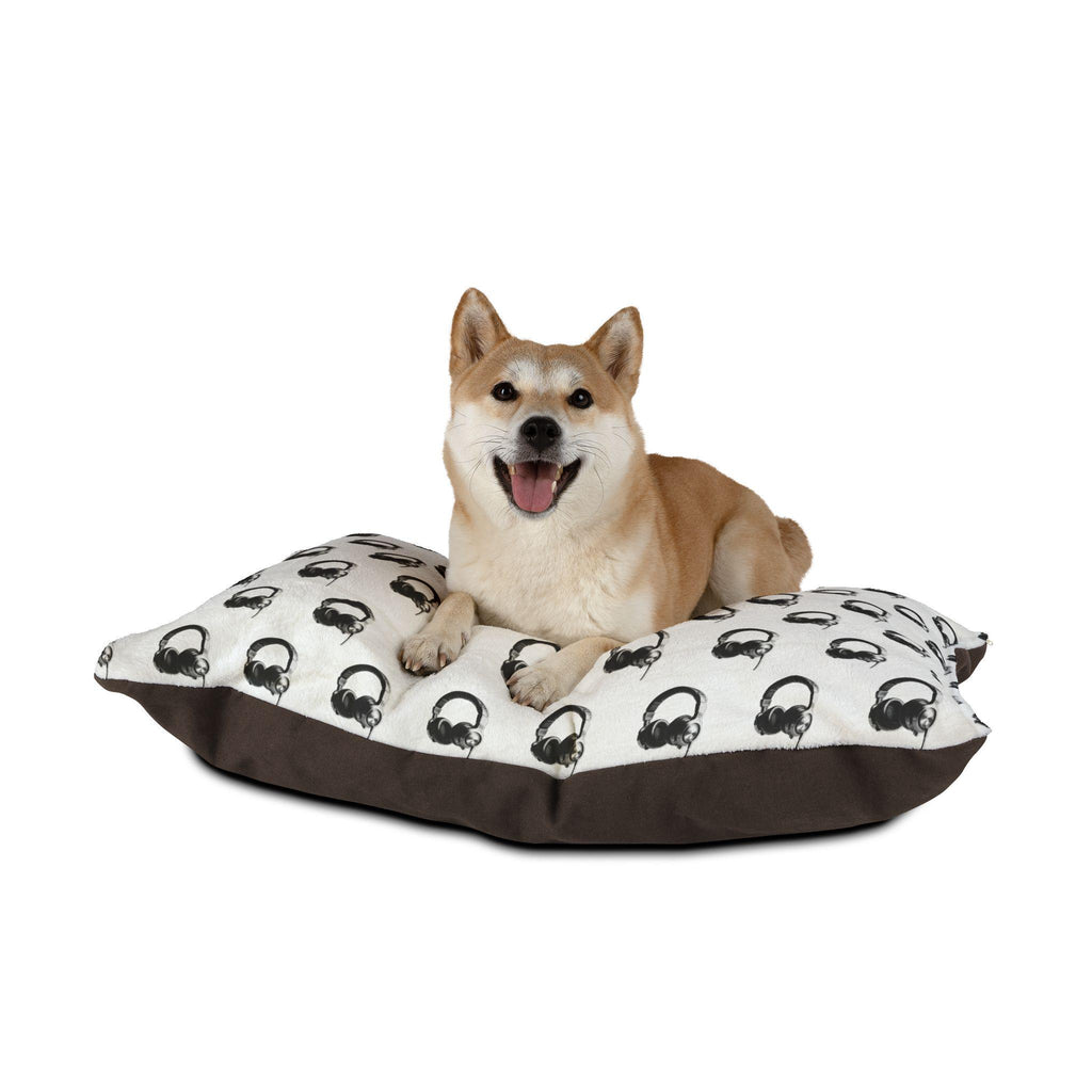 Headphones Print Pet Bed | Cozy Plush Dog or Cat Pillow
