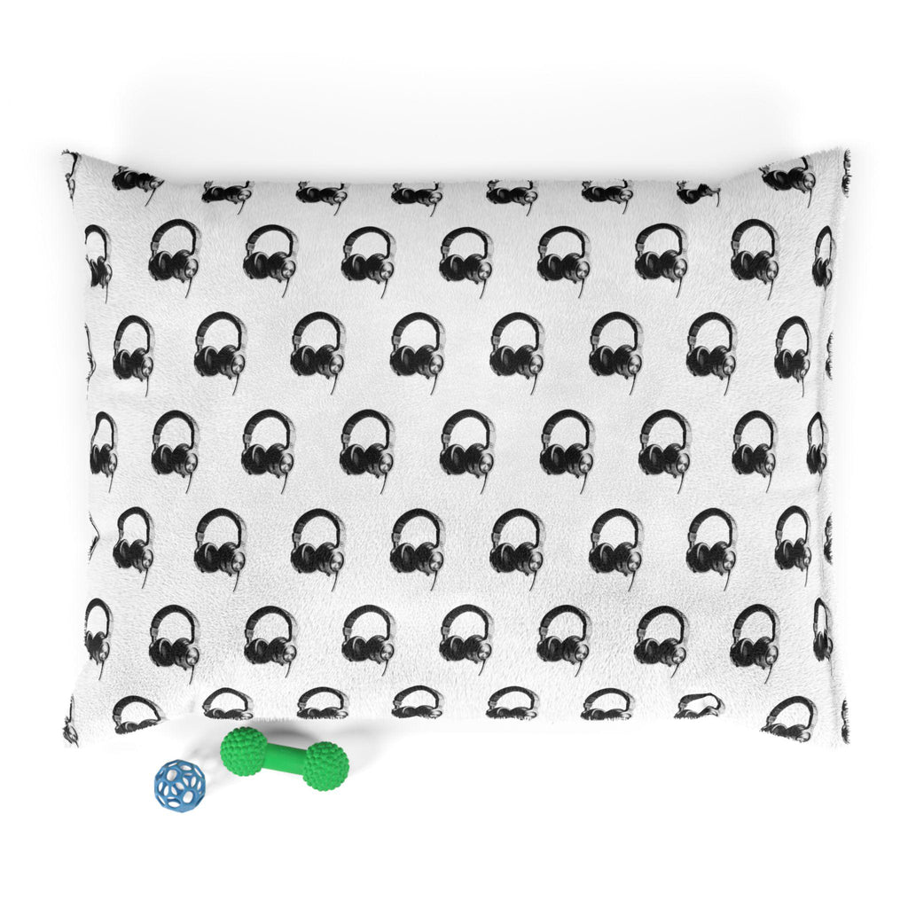 Headphones Print Pet Bed | Cozy Plush Dog or Cat Pillow