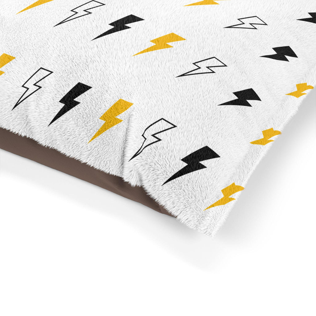 Yellow Black Lightning Bolt Pet Bed | Storm Pattern Dog Pillow
