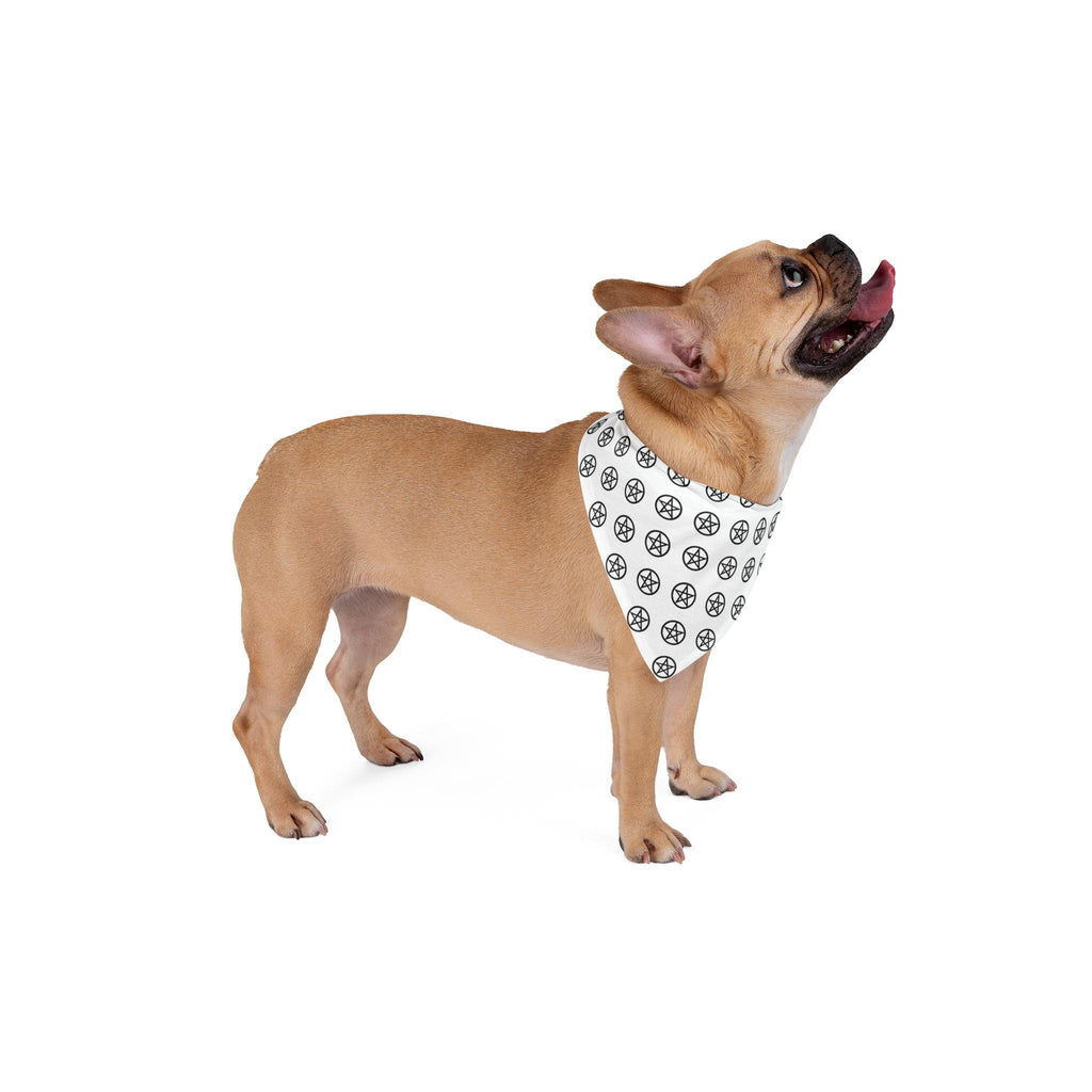 Black Pentagram Pattern Pet Bandana | Repeating Star Pentacle Print