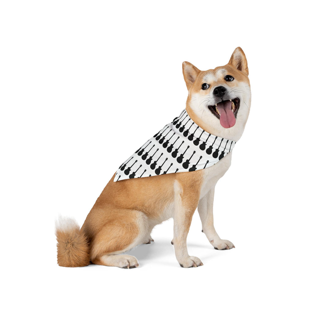 Black Guitar Pattern Pet Bandana | Musical Instrument Dog Bandana