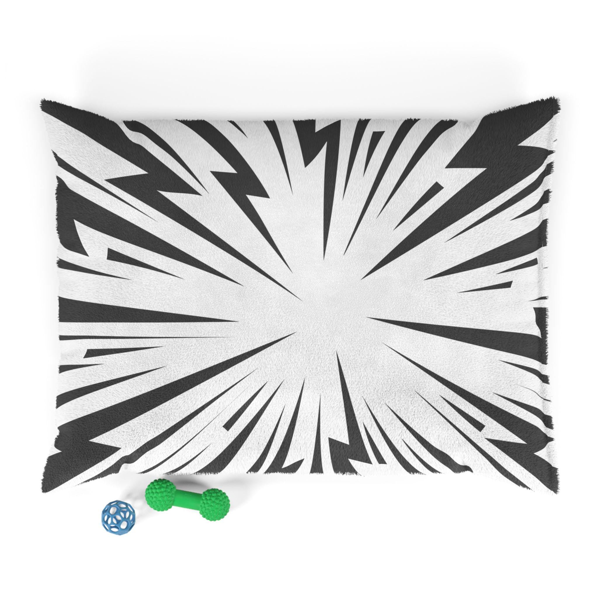 Lightning Burst Pet Bed | Electric Print, Coral Fleece Top