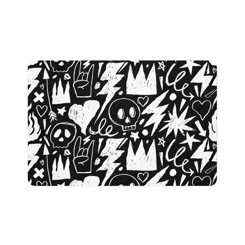 Black Skull Crown Lightning Pet Food Mat |  Dog Bowl Placemat