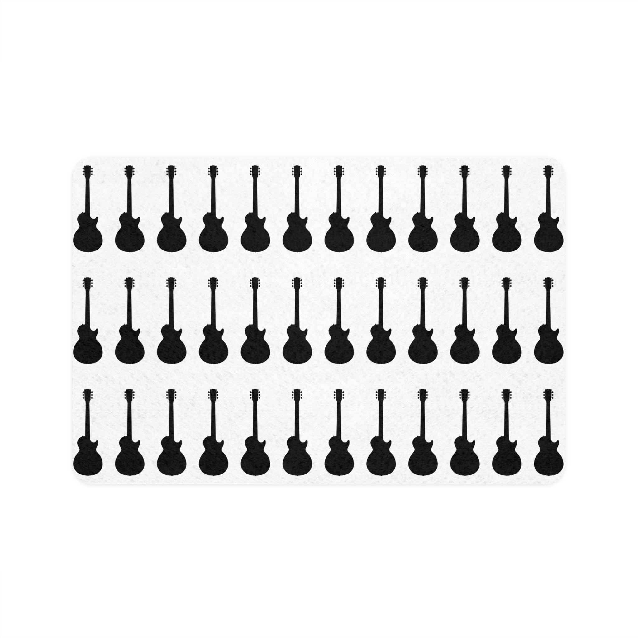 Black Guitar Pattern Pet Food Mat | 12x18 Rectangle