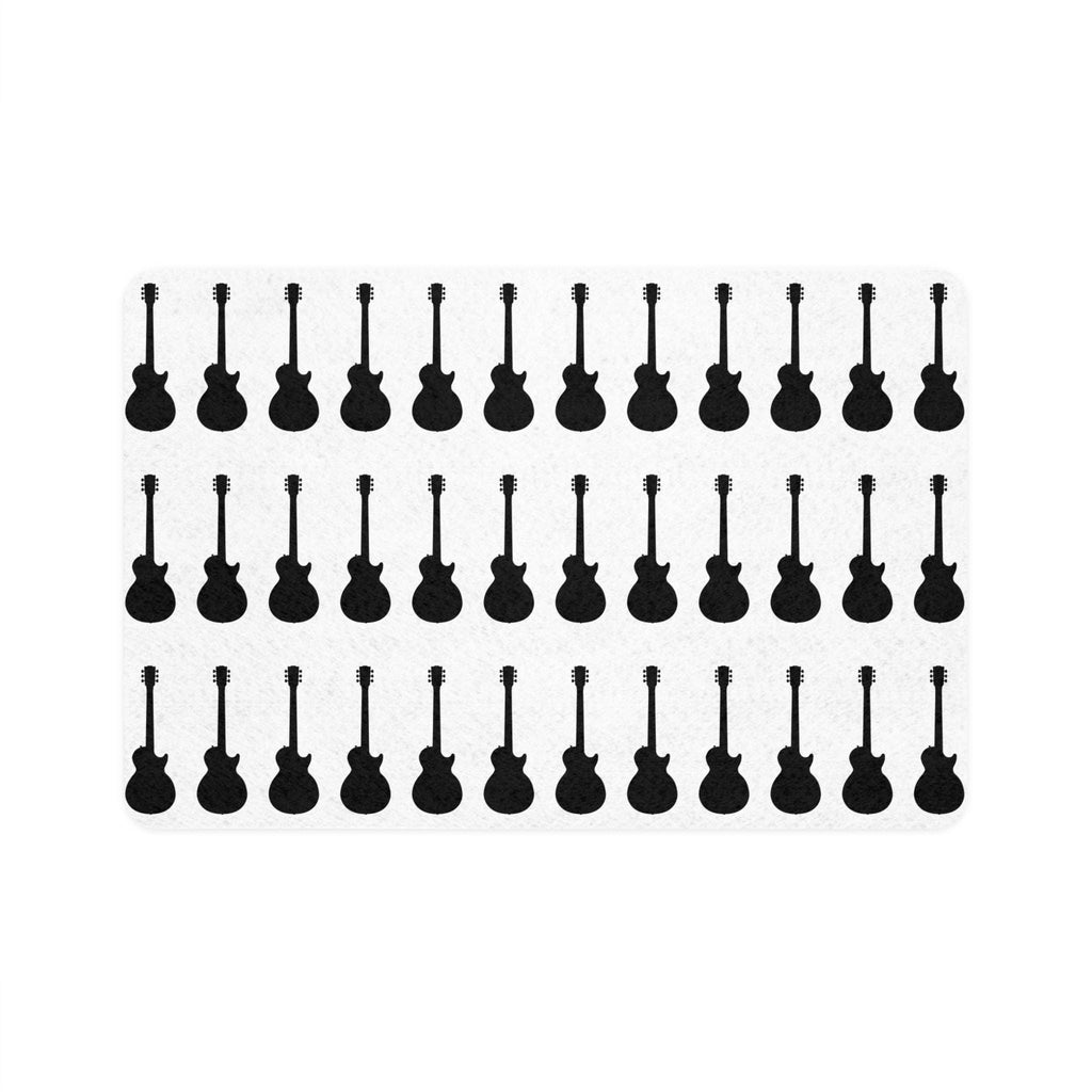 Black Guitar Pattern Pet Food Mat | 12x18 Rectangle
