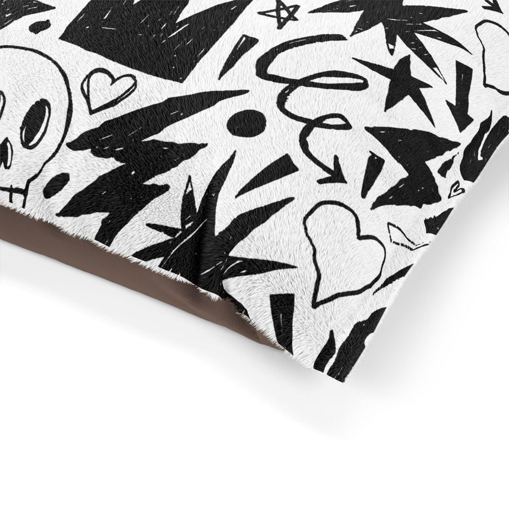 Skull Crown Hearts Pattern Pet Bed | Gothic Dog Bed