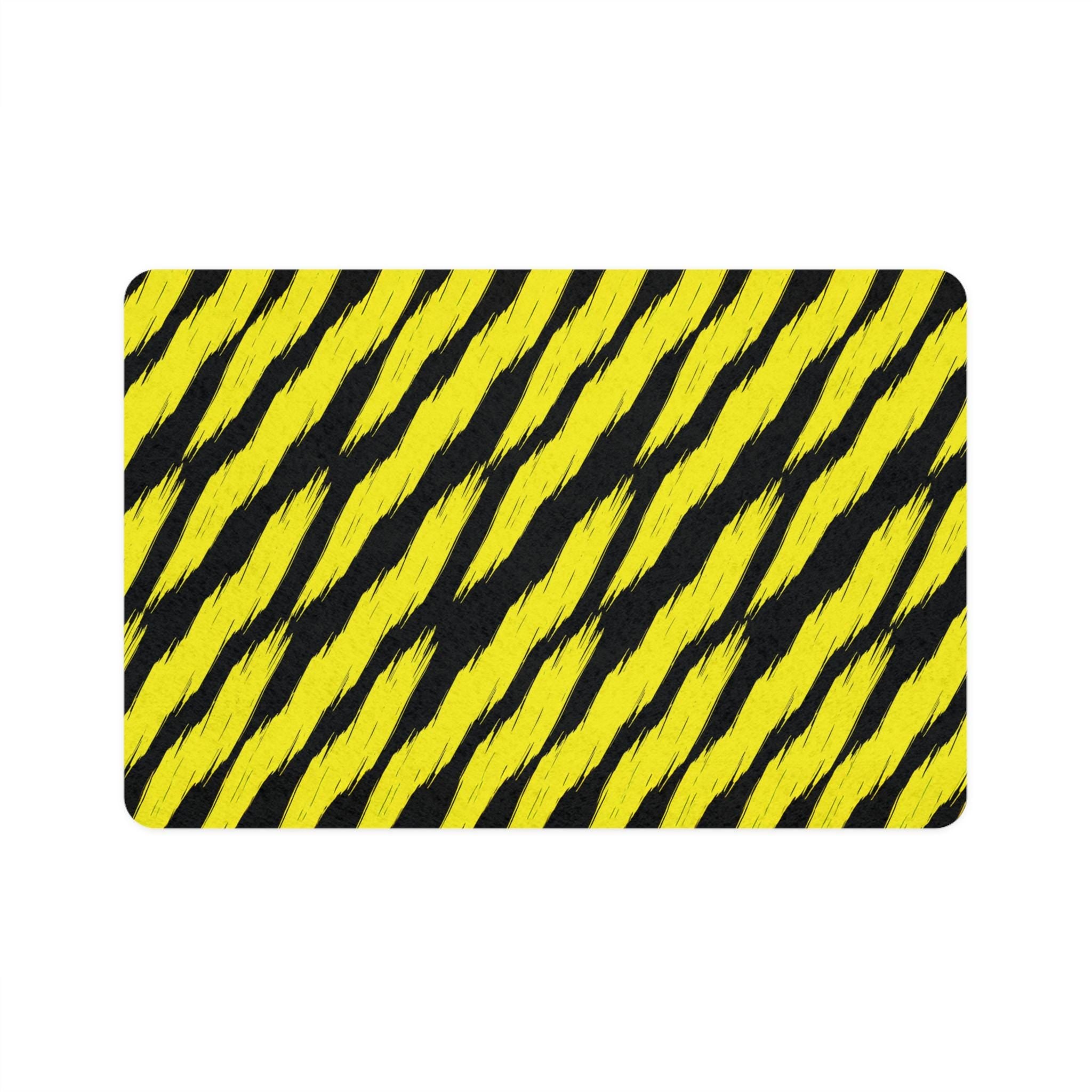 Yellow Black Tiger Stripe Pet Food Mat 12x18 | Waterproof Feeding Mat