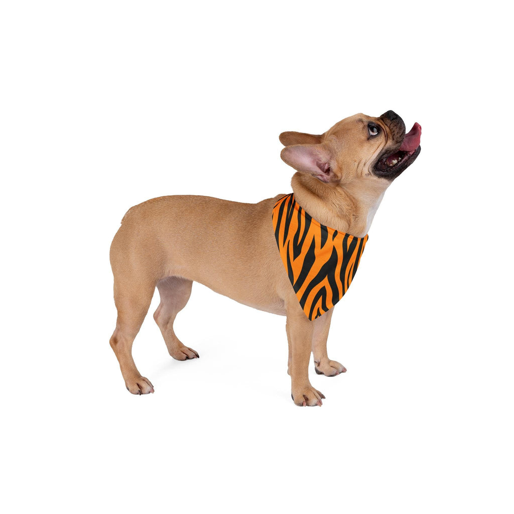 Orange Tiger Stripe Pet Bandana | Animal Print Triangle Scarf