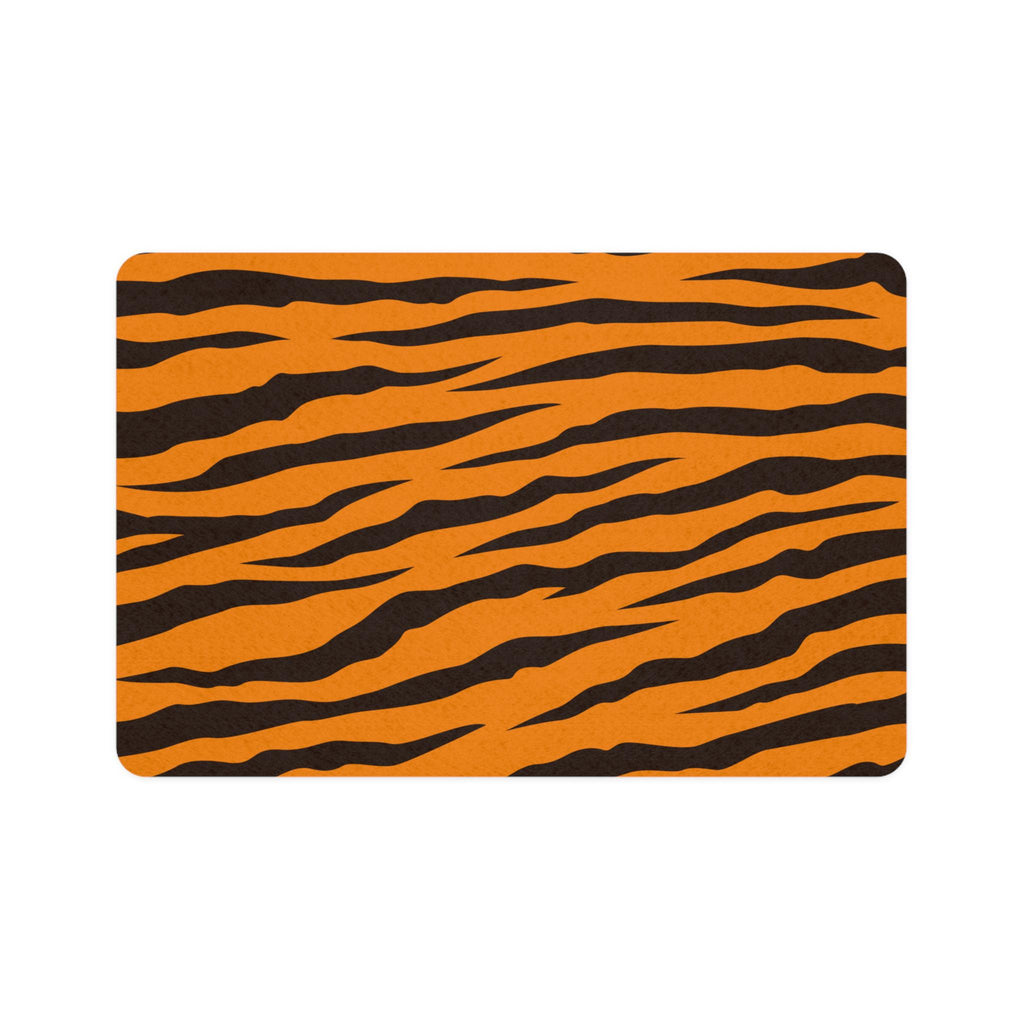 Tiger Stripe Pet Food Mat 12x18 | Orange Black Animal Print