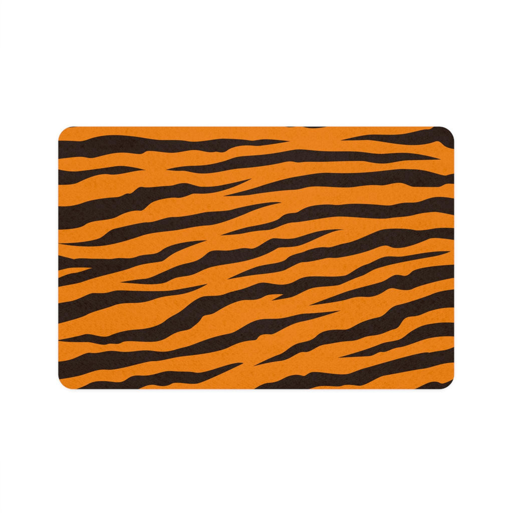 Tiger Stripe Pet Food Mat 12x18 | Orange Black Animal Print
