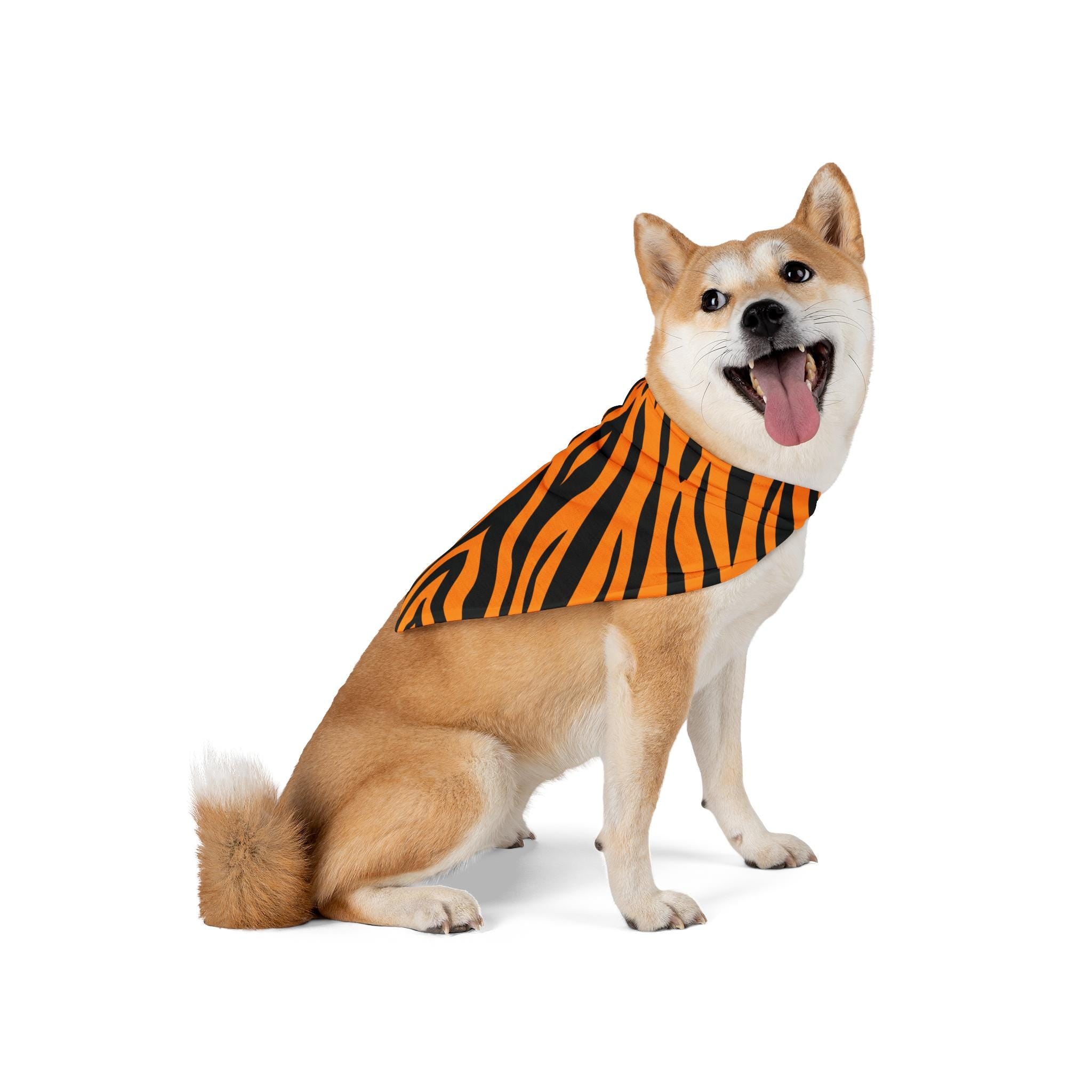 Orange Tiger Stripe Pet Bandana | Animal Print Triangle Scarf
