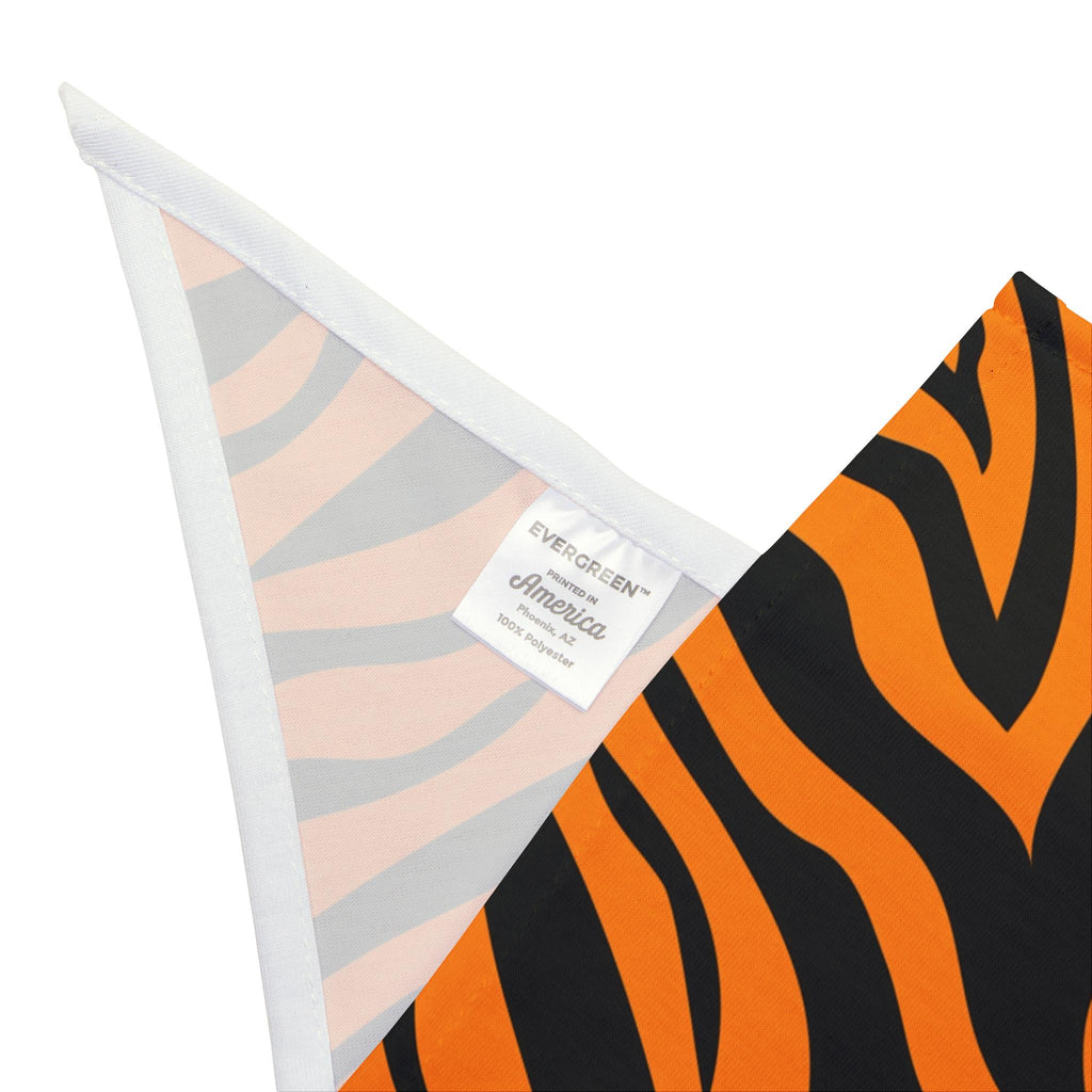 Orange Tiger Stripe Pet Bandana | Animal Print Triangle Scarf