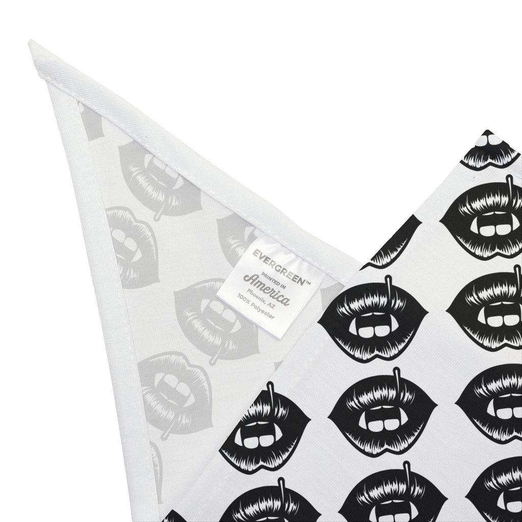Vamp Lip Print Pet Bandana | Monochrome Repeat Pattern