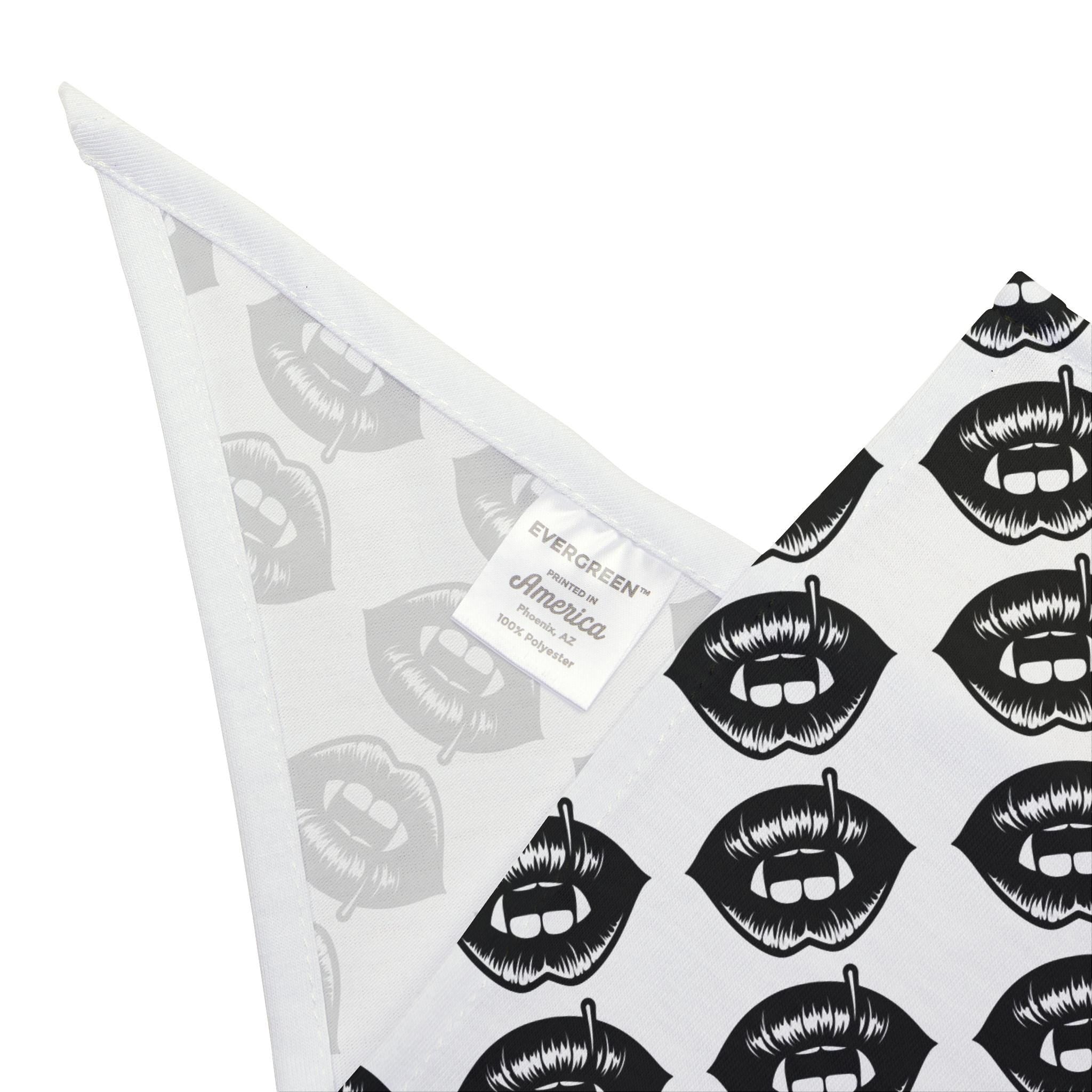 Vamp Lip Print Pet Bandana | Monochrome Repeat Pattern
