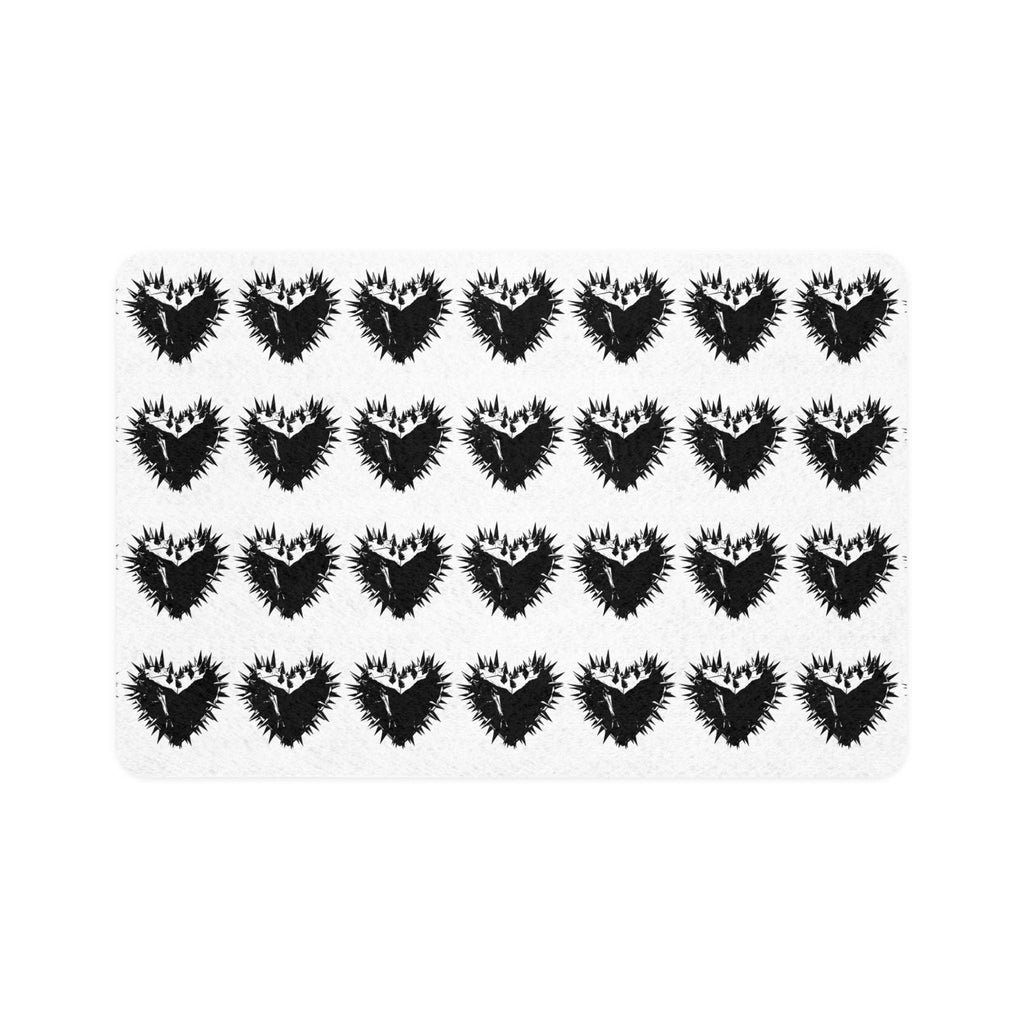 Spiky Black Heart Pattern Pet Food Mat | Non-Slip Feeding Placemat