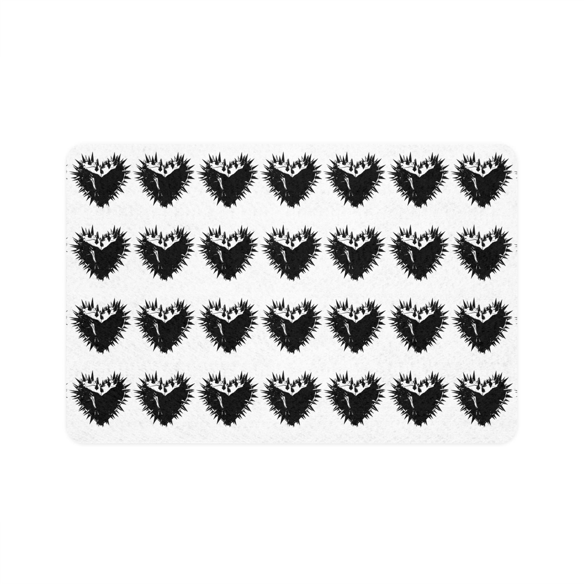 Spiky Black Heart Pattern Pet Food Mat | Non-Slip Feeding Placemat