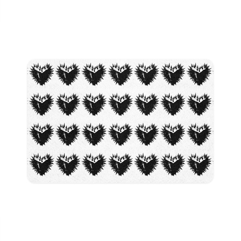 Spiky Black Heart Pattern Pet Food Mat | Non-Slip Feeding Placemat