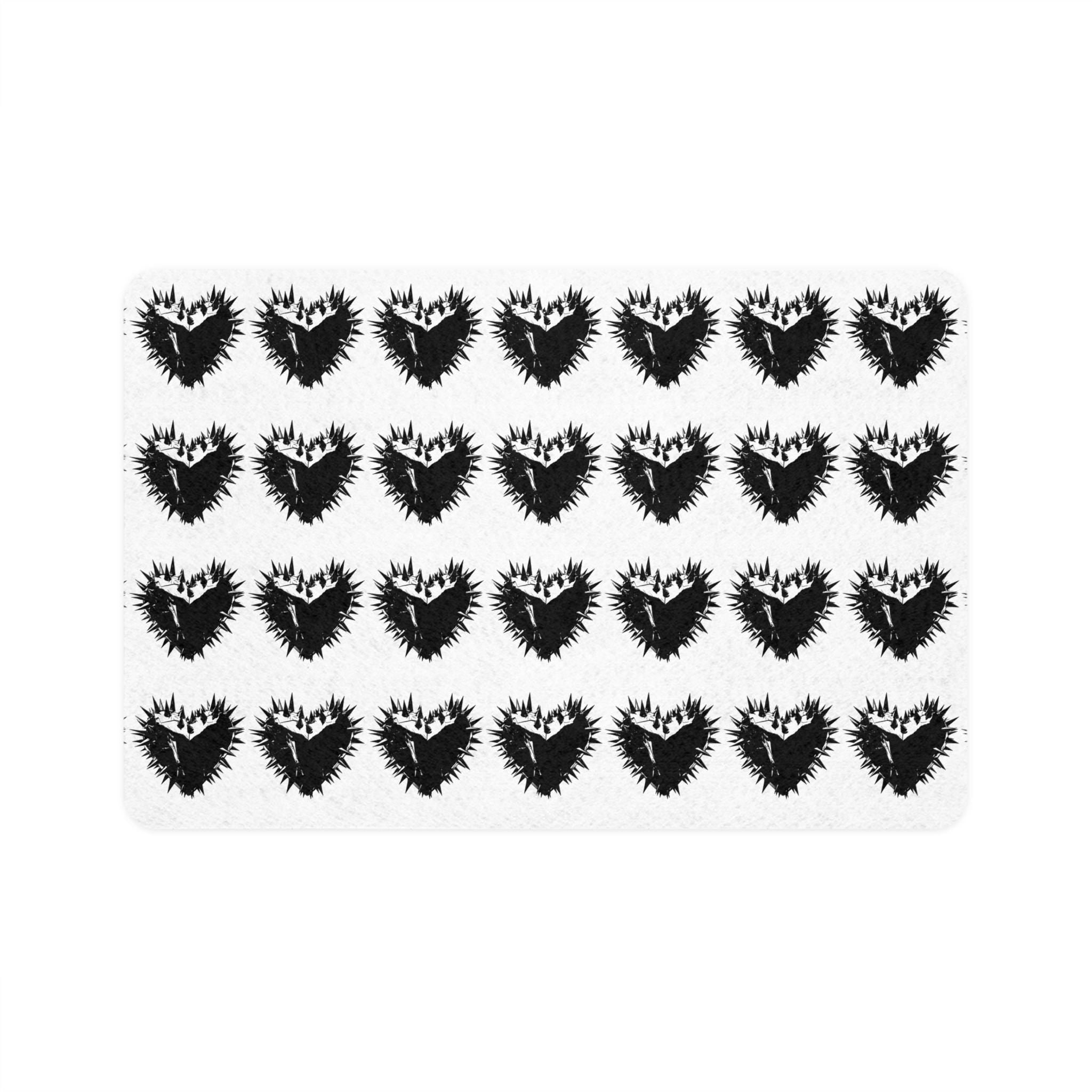 Spiky Black Heart Pattern Pet Food Mat | Non-Slip Feeding Placemat