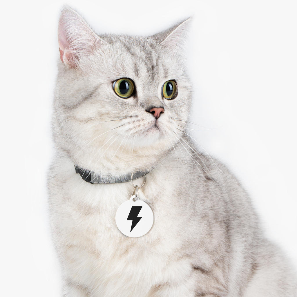 Personalized Lightning Bolt Dog Tag: Custom Pet ID Name, Phone Number Metal Tag