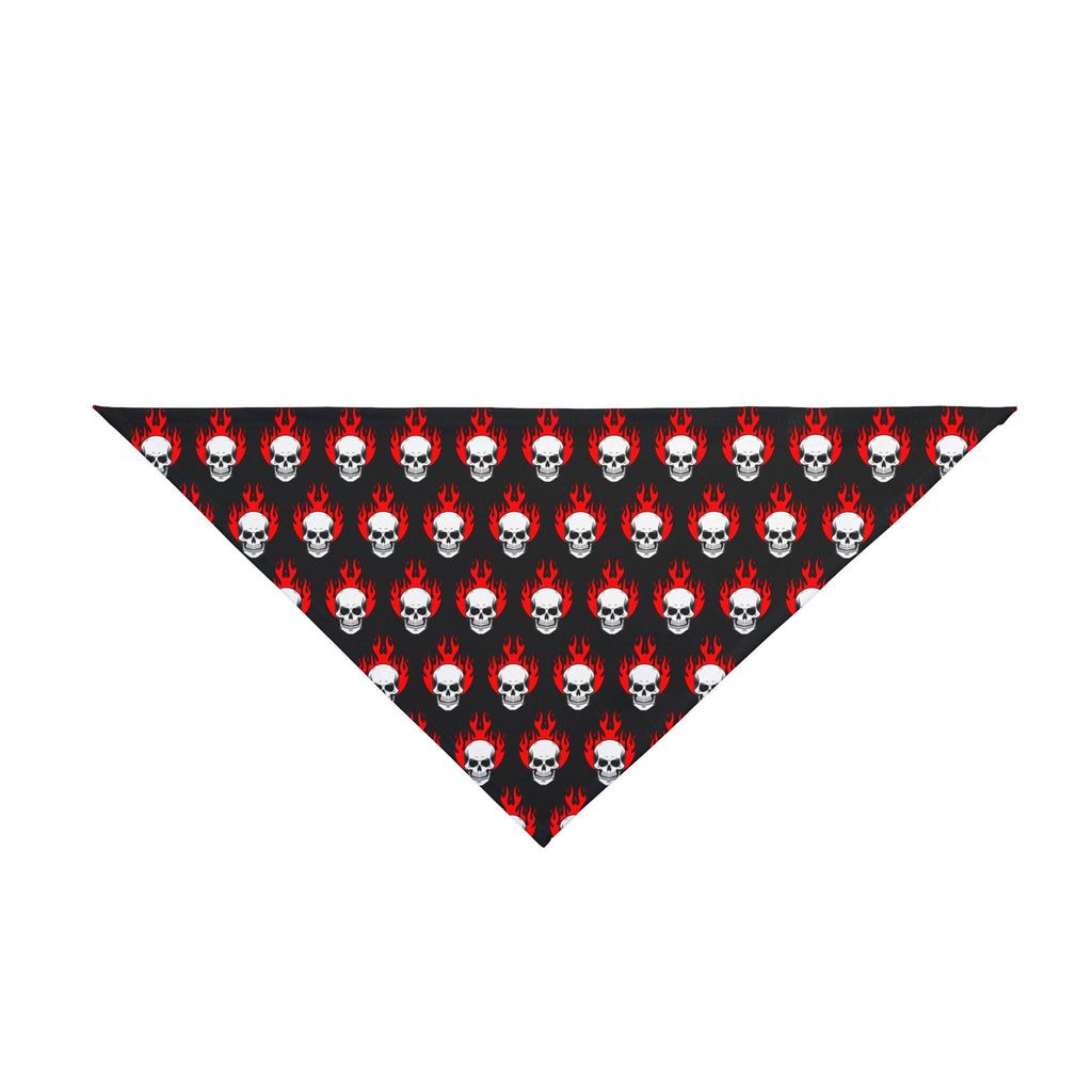 Skull Flames Pet Bandana | Halloween Dog Cat Accessory, Polyester Print