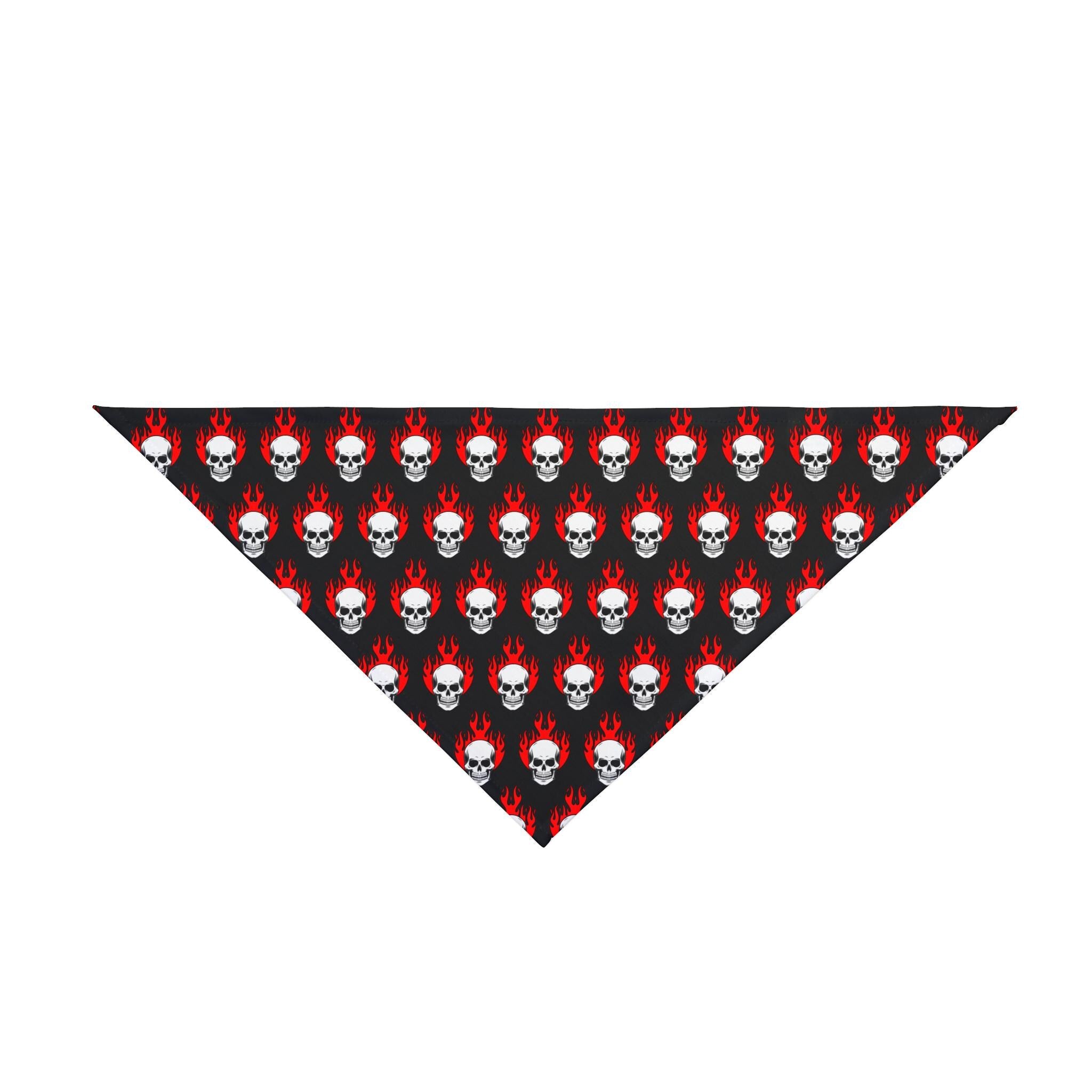 Skull Flames Pet Bandana | Halloween Dog Cat Accessory, Polyester Print