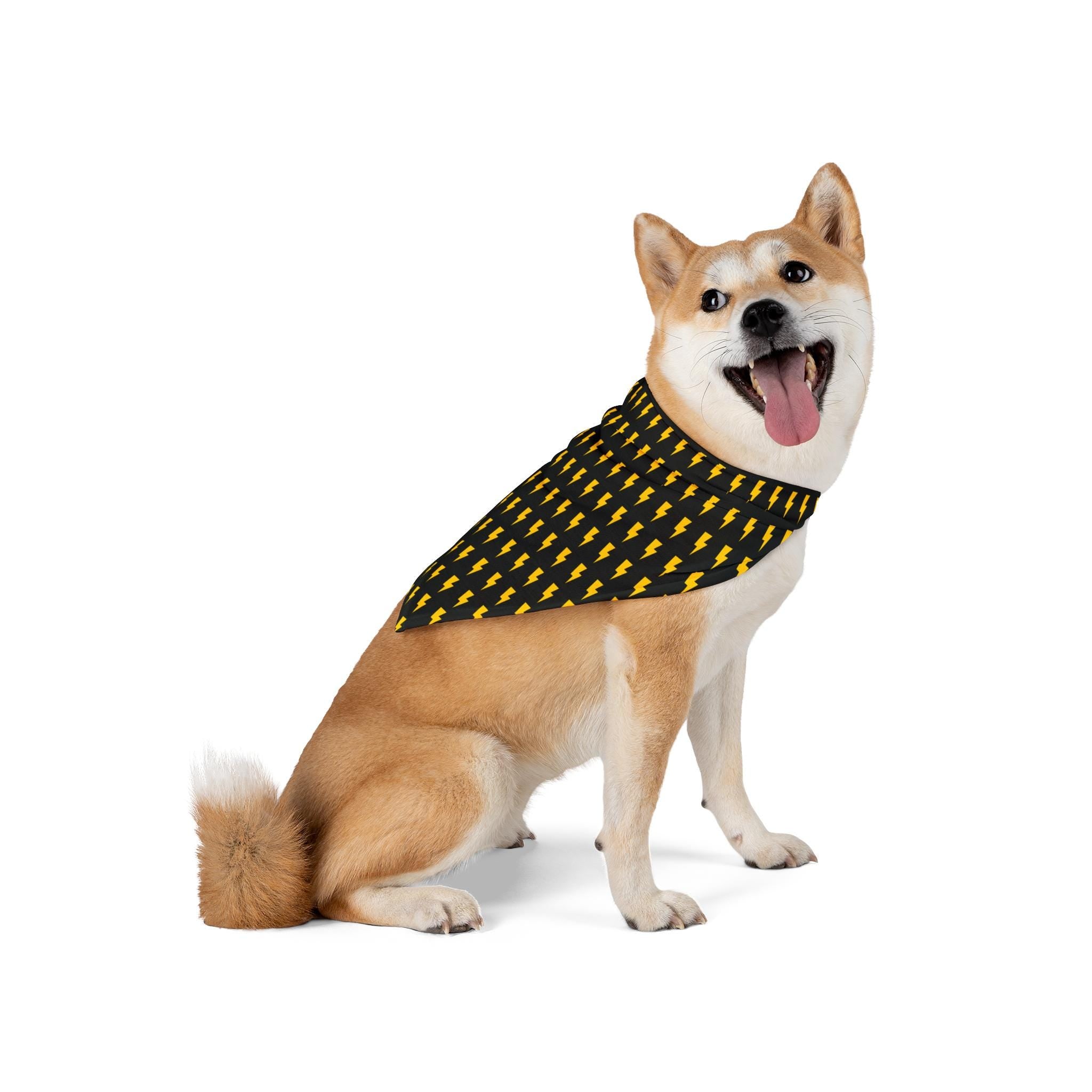 Black Lightning Bolt Dog Bandana – Yellow Electric Pet Scarf