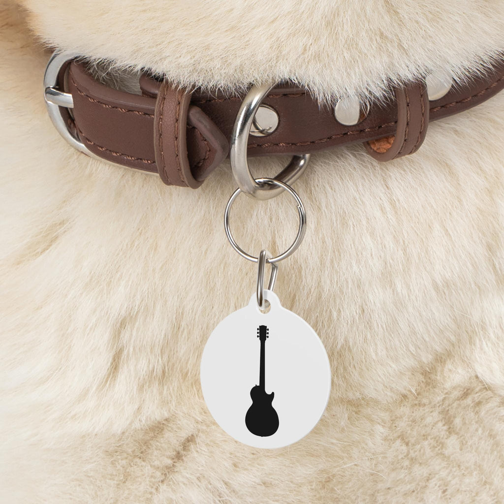 Black Electric Guitar Silhouette Pet Tag | Musician Dog Cat ID Charm
