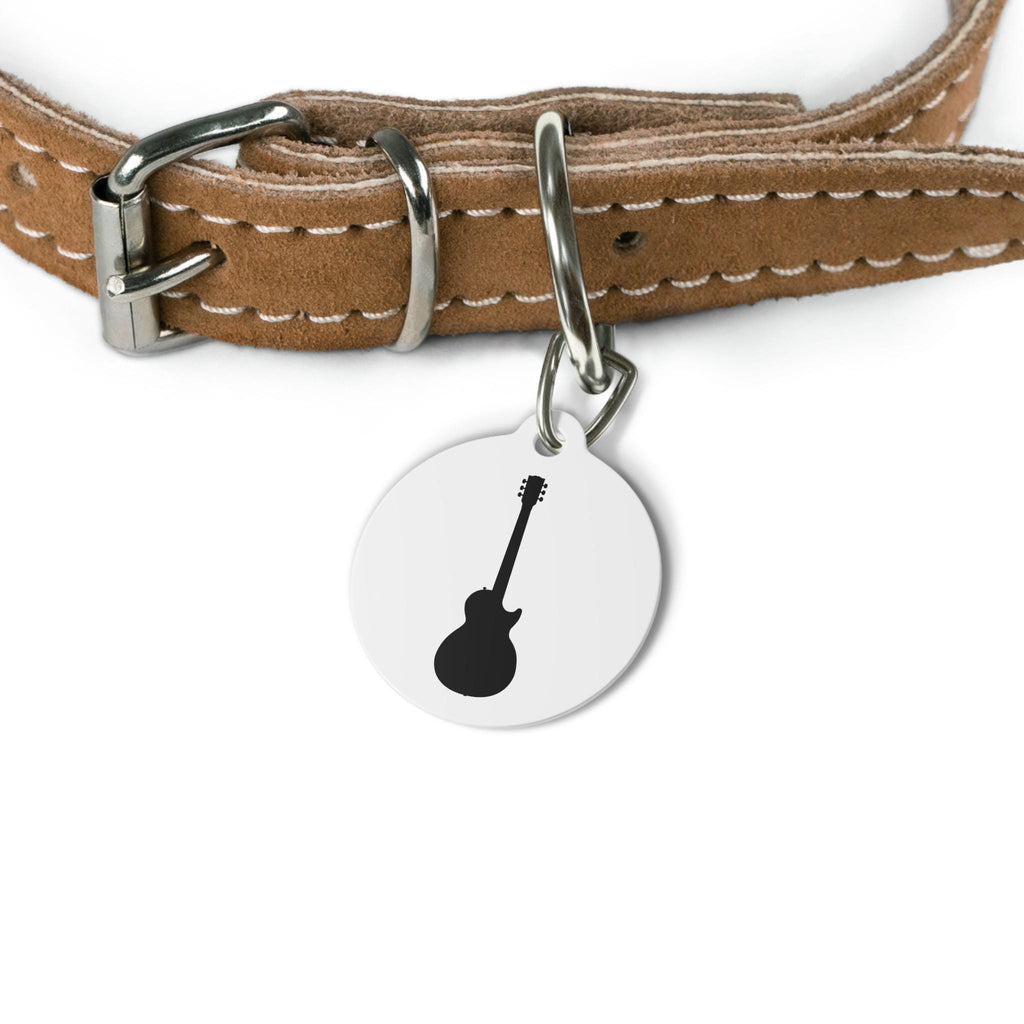 Black Electric Guitar Silhouette Pet Tag | Musician Dog Cat ID Charm