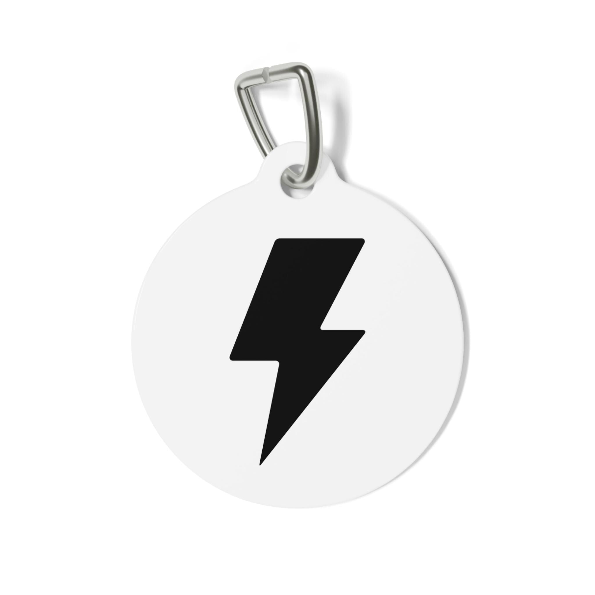 Personalized Lightning Bolt Dog Tag: Custom Pet ID Name, Phone Number Metal Tag