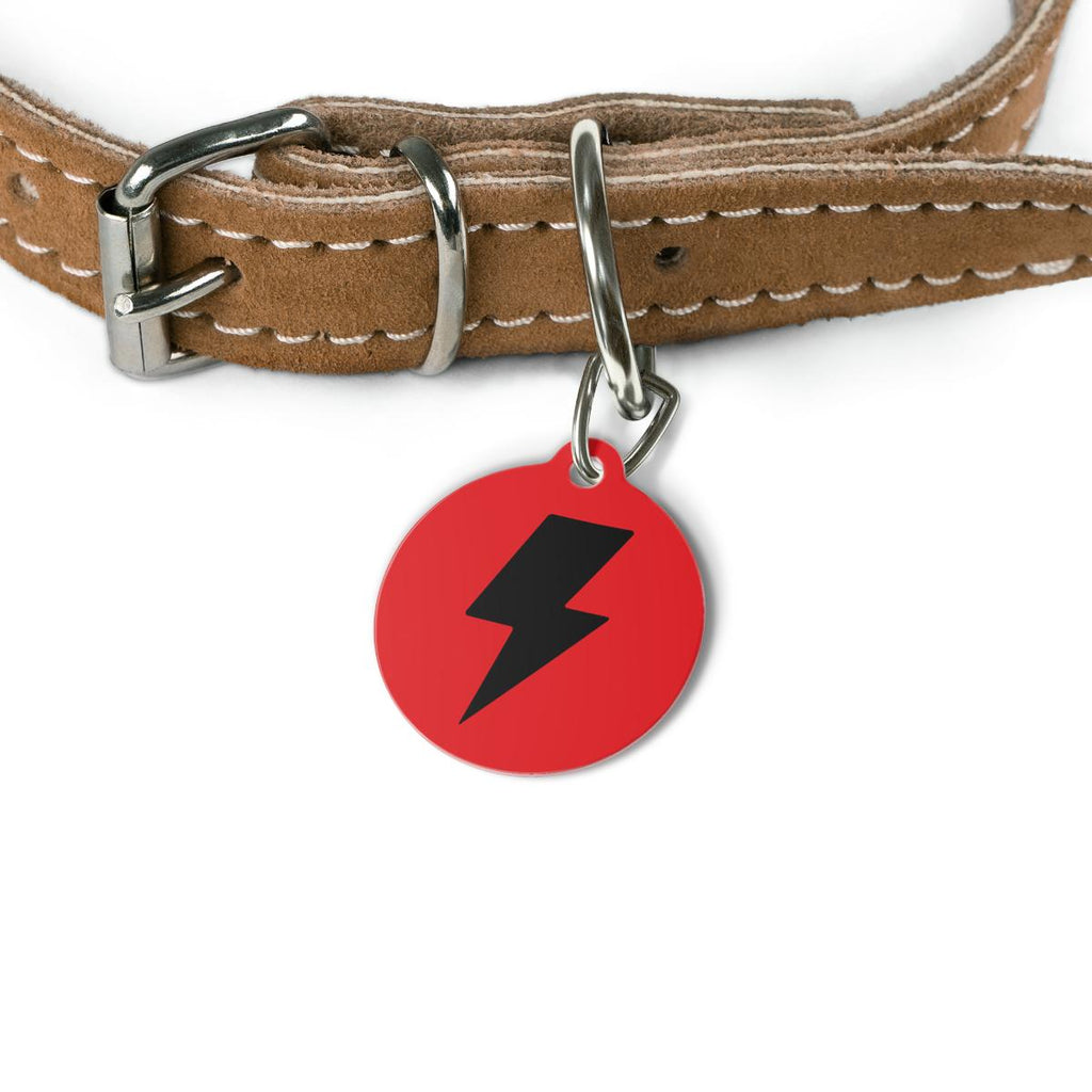 Personalized Lightning Bolt Dog Tag: Custom Pet ID Name, Phone Number Metal Tag