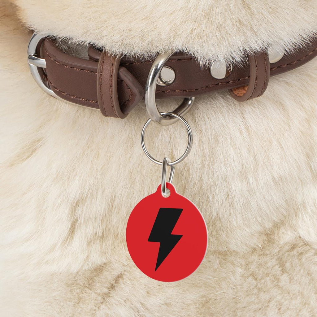 Personalized Lightning Bolt Dog Tag: Custom Pet ID Name, Phone Number Metal Tag