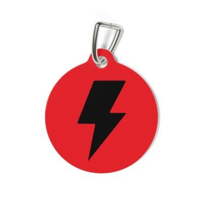 Personalized Lightning Bolt Dog Tag: Custom Pet ID Name, Phone Number Metal Tag