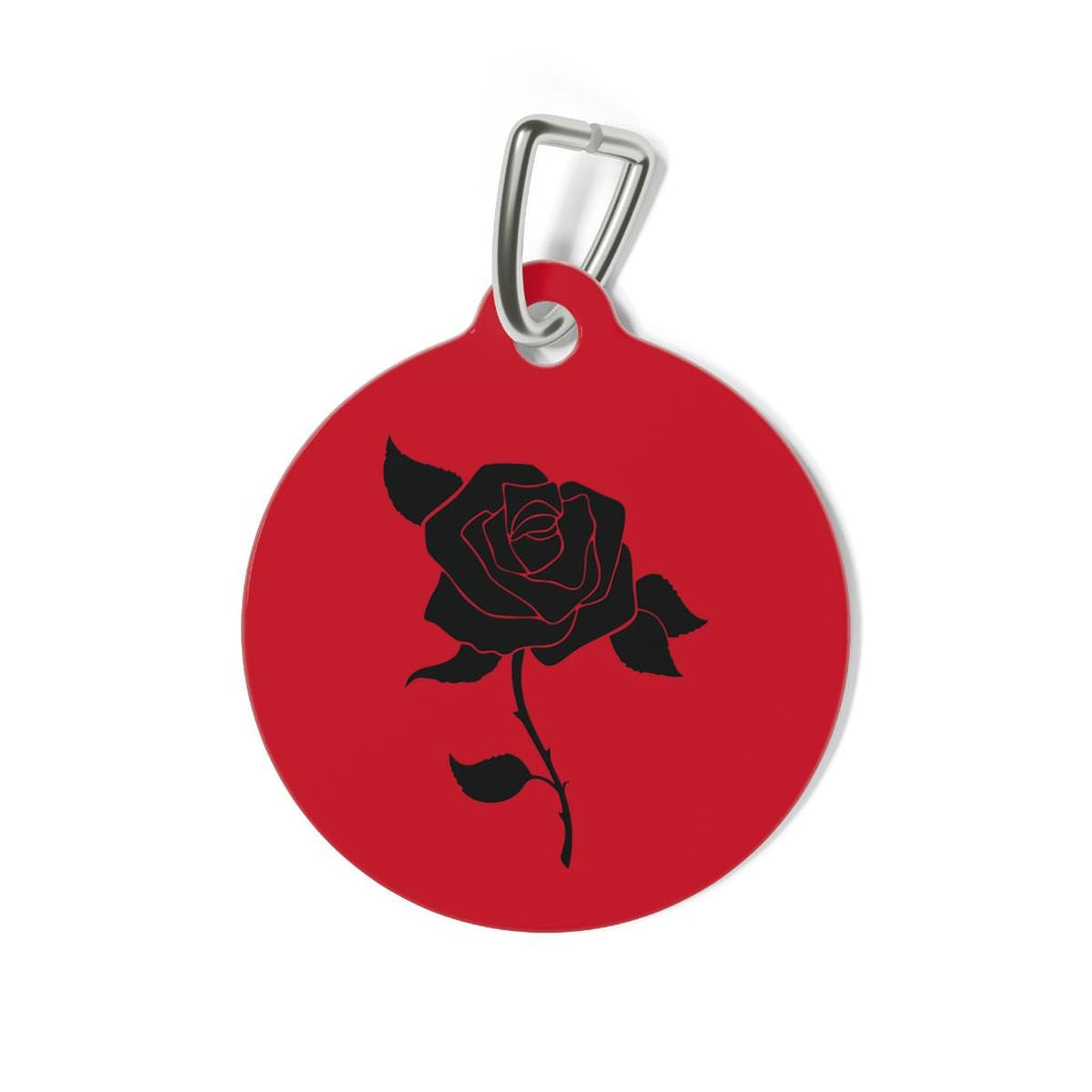 Personalised Black Rose Illustration Pet Tag | Floral Dog Cat ID Tag